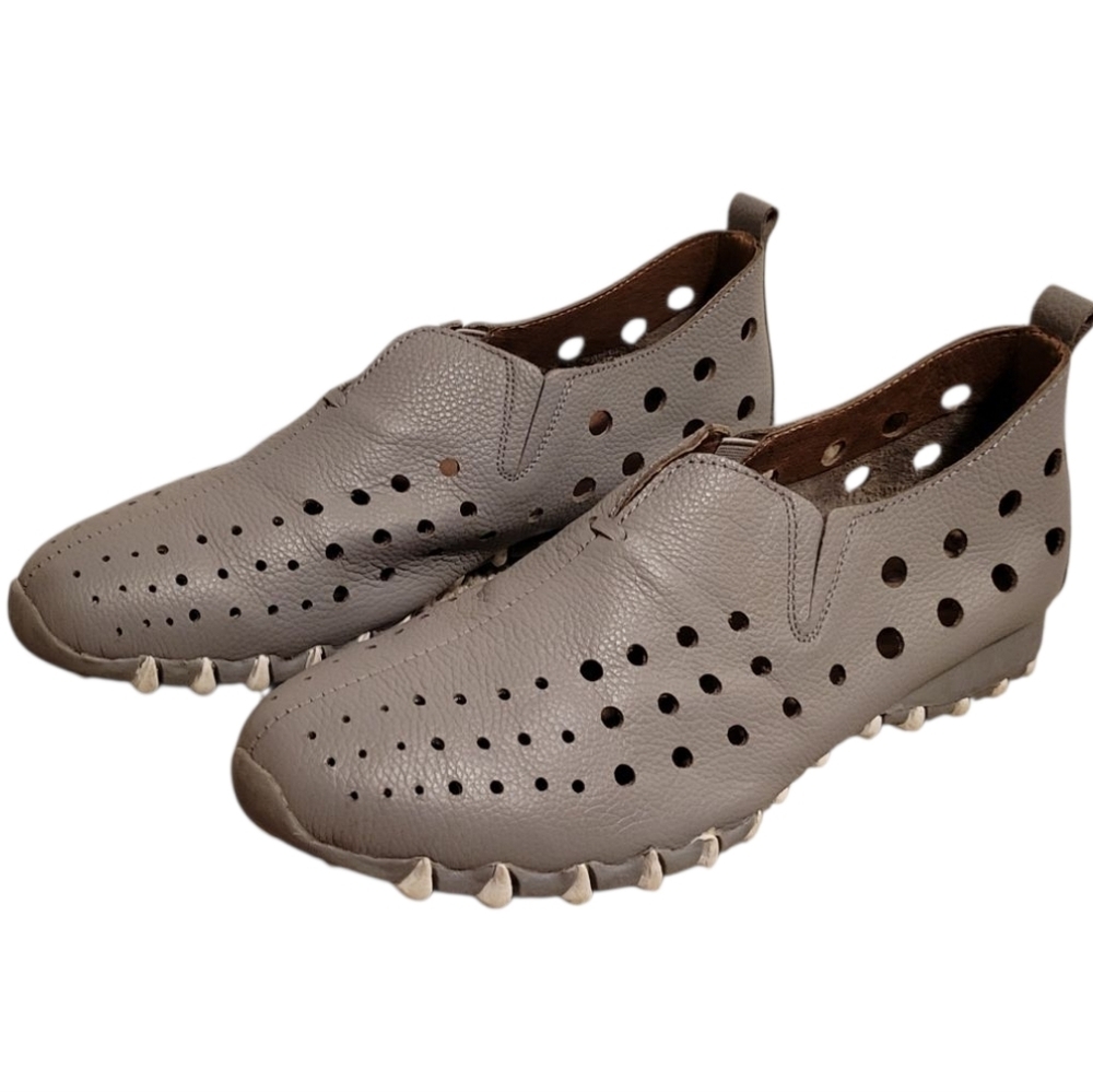 Comfort Perforated Slip-On Flats - Taupe